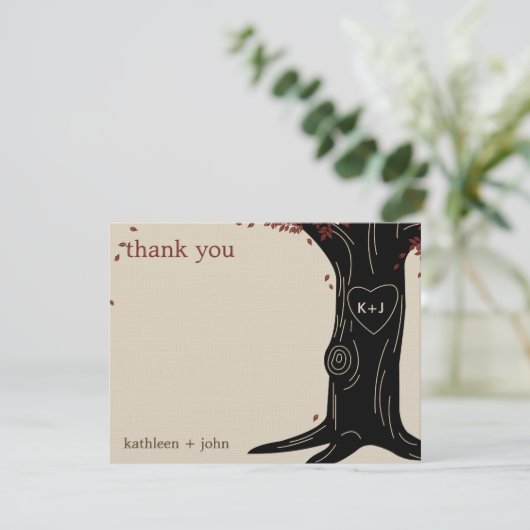 Oak Boom Hartelijk dank Bedankkaart (Staand voorkant)