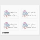 Oak-boom met liefde rechthoekige sticker (Vel)