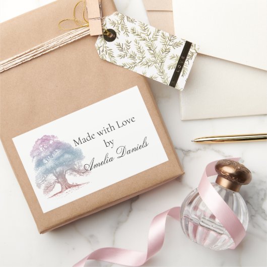 Oak-boom met liefde rechthoekige sticker (Geschenken)