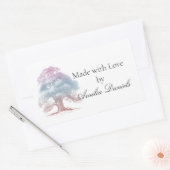 Oak-boom met liefde rechthoekige sticker (Envelop)