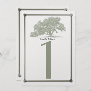 Oak Boom Plantation Wedding Table Number Kaart