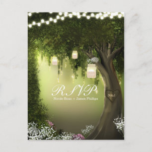 Oak Boom Rustic Enchanted Forest Garden RSVP-kaart Uitnodiging Briefkaart