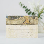 Oak Boom Verstoorde metaalelegantie RSVP Kaartje (Staand voorkant)