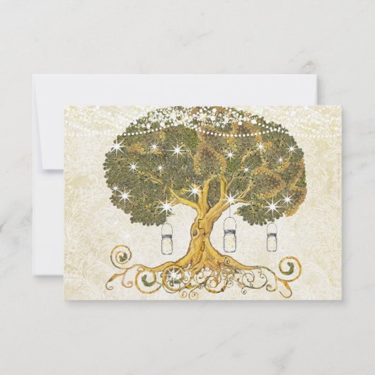 Oak Boom Verstoorde metaalelegantie RSVP Kaartje (Achterkant)