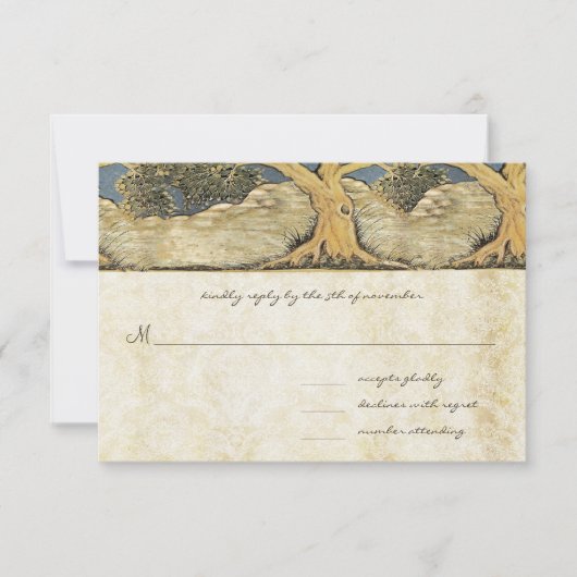 Oak Boom Verstoorde metaalelegantie RSVP Kaartje (Voorkant)