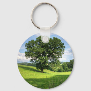 Oak-boomgroen zomermooie omgeving sleutelhanger