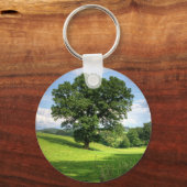 Oak-boomgroen zomermooie omgeving sleutelhanger (Voorkant)