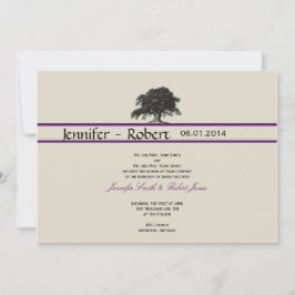 Oak-boomplant in Paarse uitnodiging tot bruiloft