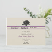 Oak-boomplant in Paarse uitnodiging tot bruiloft (Staand voorkant)