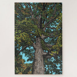 Oak-boompuzzel (kleur/moeilijk) legpuzzel