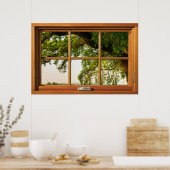 Oak boomvertakkingen Wooden-vensterverlichting Poster (Keuken)