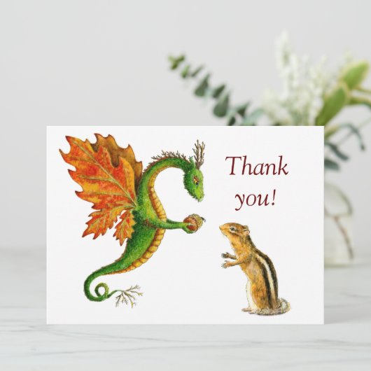 Oak Dragon & chipmunk - Hartelijk dank Bedankkaart (Staand voorkant)