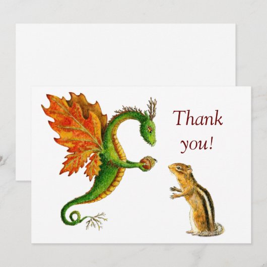 Oak Dragon & chipmunk - Hartelijk dank Bedankkaart (Voorkant / Achterkant)