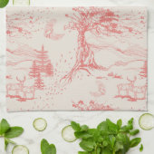 Oak & Elk Dagelijks Toile in Roze koraal & room Theedoek (Gevouwen)