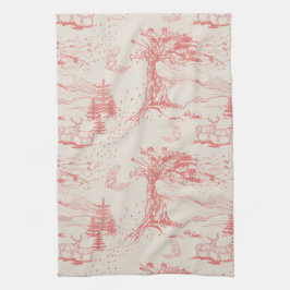 Oak & Elk Dagelijks Toile in Roze koraal & room Theedoek