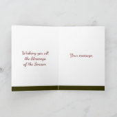 Oak en Holly Solstice Yule Red en Green Feestdagen Kaart (Binnen)