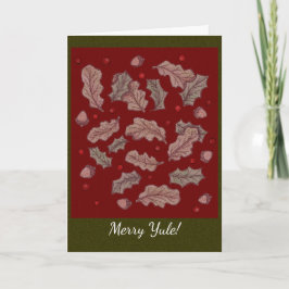 Oak en Holly Solstice Yule Red en Green Feestdagen Kaart