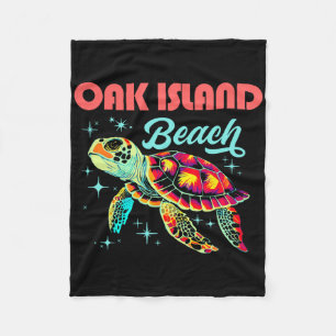 Oak Island Beach NC Artistiek Zee Schildpad Retro Fleece Deken
