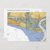 Oak Island, NC Nautical Chart Briefkaart (Voorkant / Achterkant)