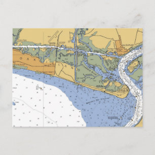 Oak Island, NC Nautical Chart Briefkaart
