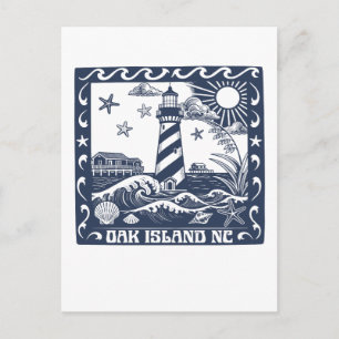 Oak Island NC Vuurtoren Kust Noord-Carolina Briefkaart