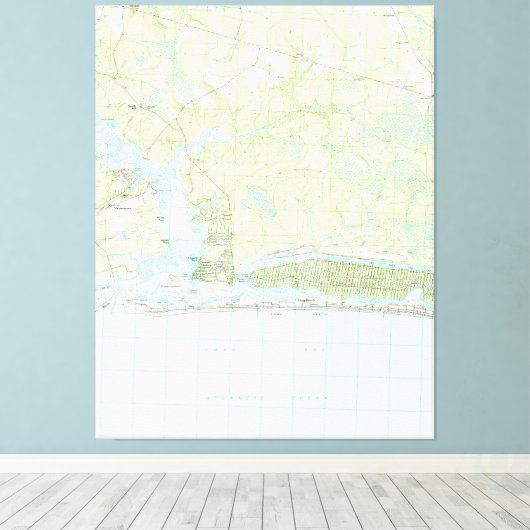 Oak Island North Carolina Map (1990) Canvas Afdruk (Insitu (Houten vloer))