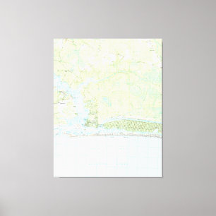 Oak Island North Carolina Map (1990) Canvas Afdruk
