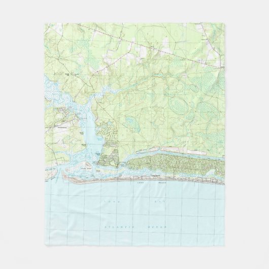 Oak Island North Carolina Map (1990) Fleece Deken (Voorkant)