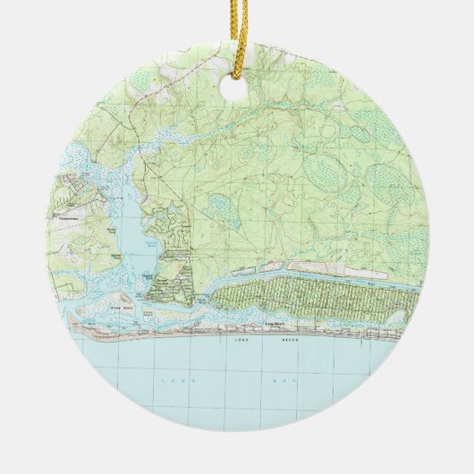 Oak Island North Carolina Map (1990) Keramisch Ornament (Voorkant)