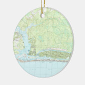 Oak Island North Carolina Map (1990) Keramisch Ornament (Links)