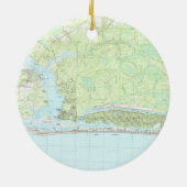 Oak Island North Carolina Map (1990) Keramisch Ornament (Achterkant)