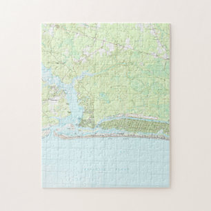 Oak Island North Carolina Map (1990) Legpuzzel