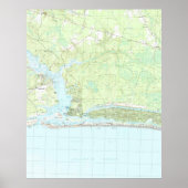 Oak Island North Carolina Map (1990) Poster (Voorkant)