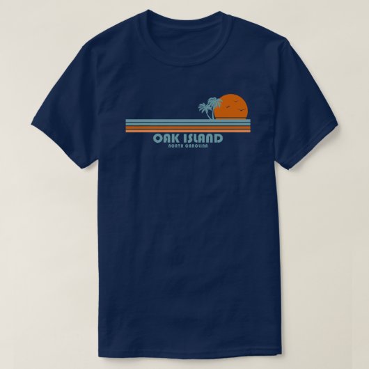 Oak Island North Carolina Sun Palm Trees T-shirt (Design voorkant)