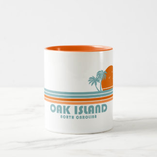 Oak Island North Carolina Sun Palm Trees Tweekleurige Koffiemok
