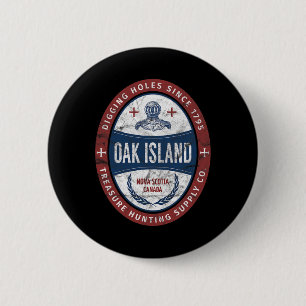 Oak Island Treasure Hunting Retro Templar Knight T Ronde Button 5,7 Cm
