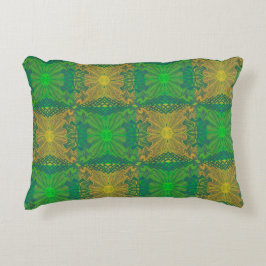 Oak King, bohemisch bloempatroon, groen & geel Decoratief Kussen