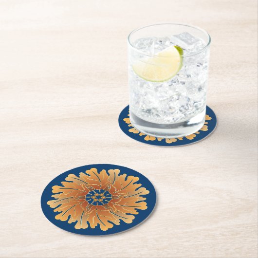 Oak Leaf en Acorn Rosette Ronde Kartonnen Onderzetter (Insitu)