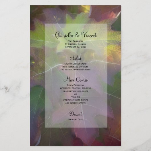 Oak Leaf Hydrangea Fall Wedding Menu (Voorkant)