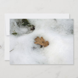 Oak Leaf ligt op de sneeuwfeestkaart Feestdagenkaart