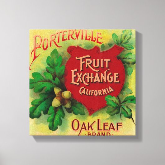 Oak Leaf Oranje LabelPorterville, CA Canvas Afdruk (Voorkant)