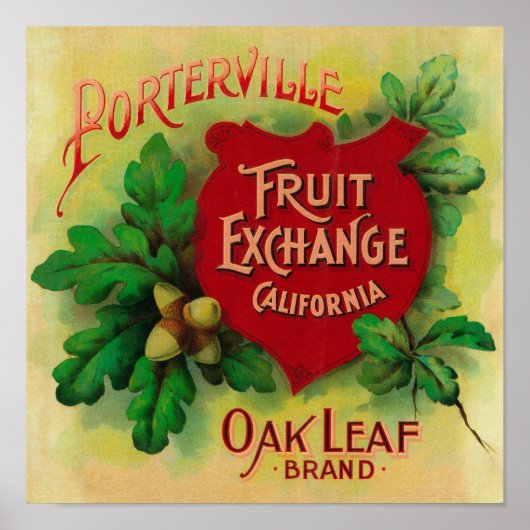 Oak Leaf Oranje LabelPorterville, CA Poster (Voorkant)