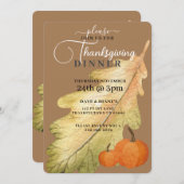 Oak Leaf & Pumpkin op Tan-Thanksgiving Kaart (Voorkant / Achterkant)