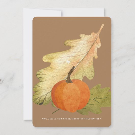 Oak Leaf & Pumpkin op Tan-Thanksgiving Kaart (Achterkant)