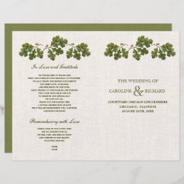  Oak Leaves Burlap Burlap Wedding Programma's