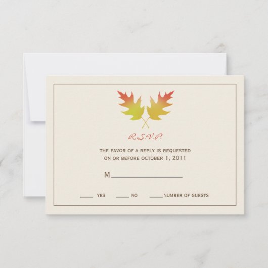 Oak Leaves Fall Wedding R.S.V.P. RSVP Kaartje (Voorkant)