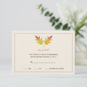 Oak Leaves Fall Wedding R.S.V.P. RSVP Kaartje (Staand voorkant)