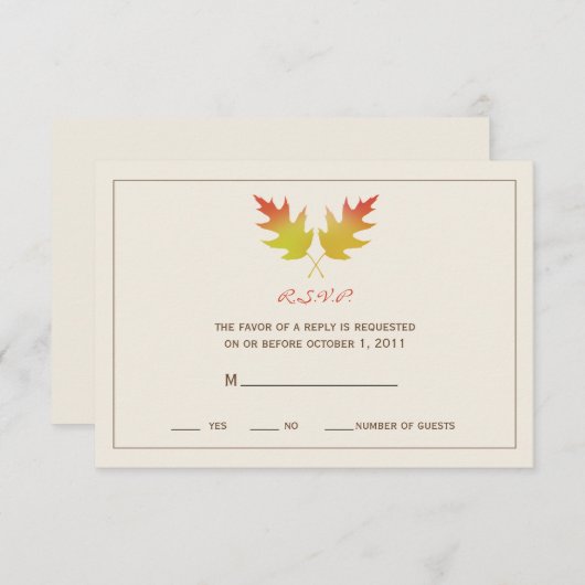 Oak Leaves Fall Wedding R.S.V.P. RSVP Kaartje (Voorkant / Achterkant)