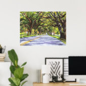 Oak Lined Road Poster (Thuiskantoor)