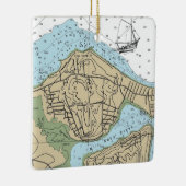 Oak Neck NY Nautische Grafiek Kerstmis Keramisch Ornament (Rechts)
